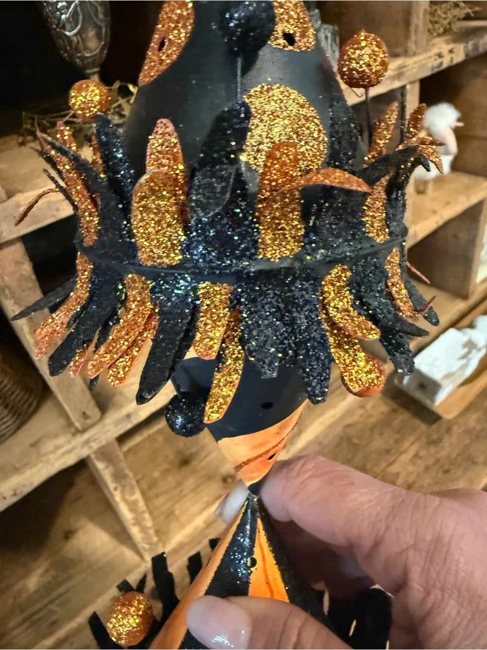 Halloween Metal Black and Orange Candle Holder